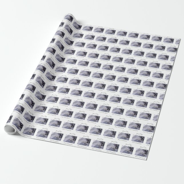 Personalize, Boy, First Communion Blue Wrapping Paper (Unrolled)
