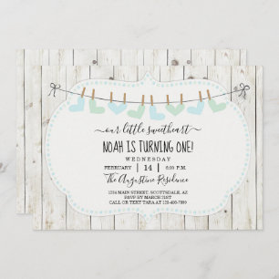 Personalize Boy Valentine Day First Birthday Party Invitation