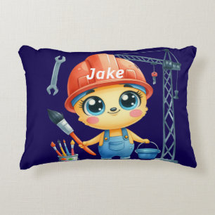Personalize Boy's Construction site Accent Pillow