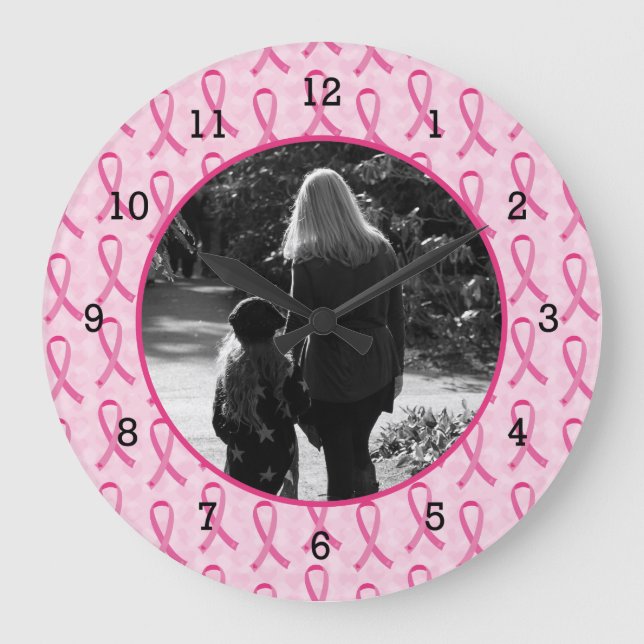Personalize Breast Cancer Memorial Large Clock (Front)