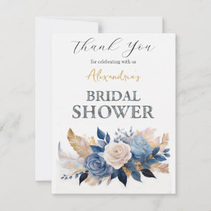 Personalize Bridal Shower Rose bouquet Thank You Card