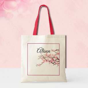 Personalize Bridesmaid Gift Cherry Blossom Tote Bag