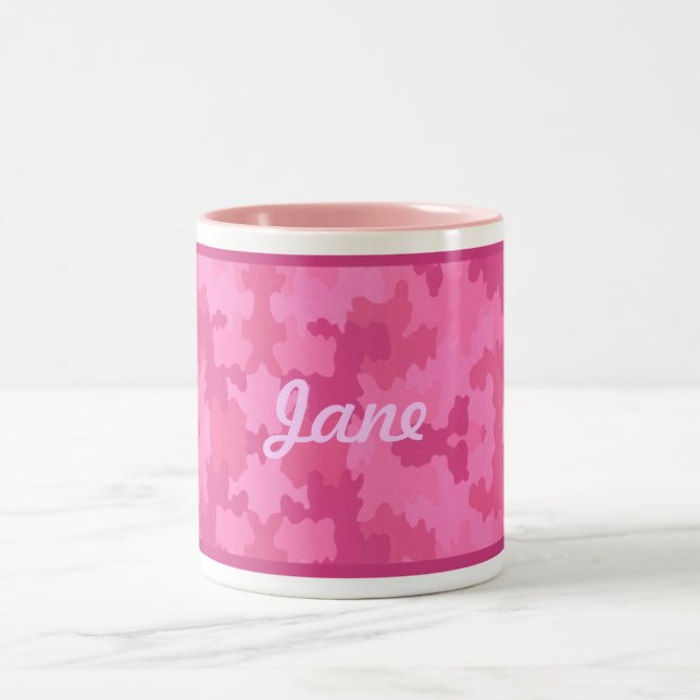 Personalize Bright Pink Camouflage Mug (Center)