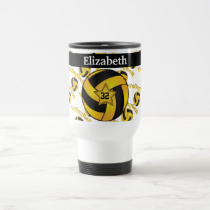 Personalize Bright Yellow Volleyball Travel Mug