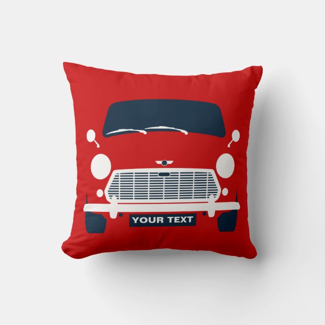 Personalize British classic Mini car Throw Pillow (Front)