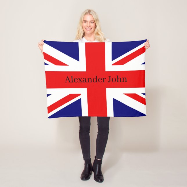 Personalize British National Flag - Union Jack  Fleece Blanket (In Situ)