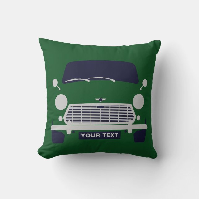 Personalize British original classic Mini car Throw Pillow (Front)