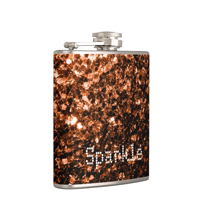Personalize Bronze glitters sparkles Hip Flask (Right)