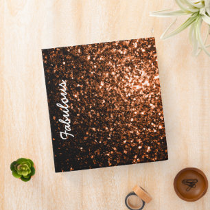 Personalize Bronze Orange Brown glitters sparkles Binder