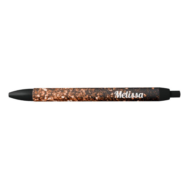 Personalize Bronze Orange Brown glitters sparkles Black Ink Pen (Front)