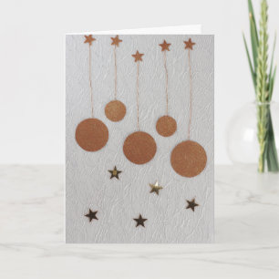 Personalize Bronze ornaments, gold stars Holiday Card