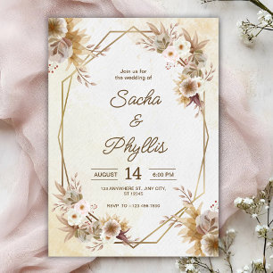 Personalize  brown rustic flower weding Invitation