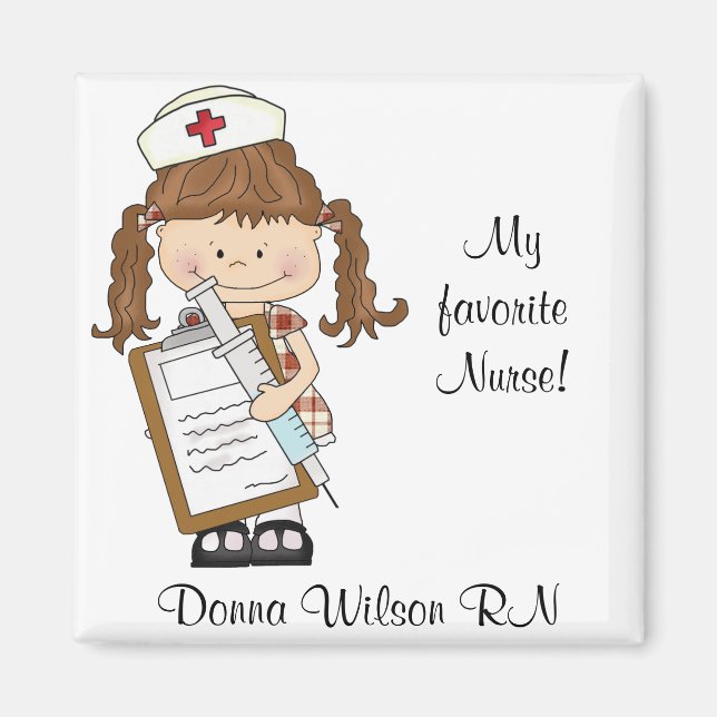Personalize Brunette Nurse Gifts! Magnet (Front)
