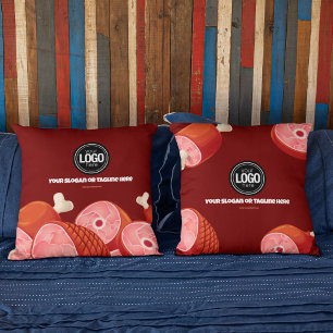 Personalize Business Butcher Shop Throw Pillow