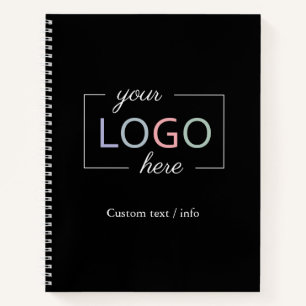 Personalize Business Company Logo Black Notebook