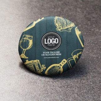 Personalize Business Dark Green Brewery Theme 4 Inch Round Button