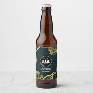 Personalize Business Dark Green Brewery Theme Beer Bottle Label