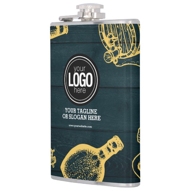 Personalize Business Dark Green Brewery Theme Hip Flask (Left)