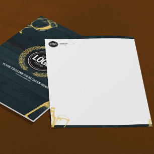 Personalize Business Dark Green Brewery Theme Letterhead