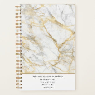 Personalize Business Gold White Grey Marble  Planner