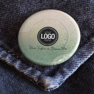 Personalize Business Logo Elegant Green Yoga 2 Inch Round Button