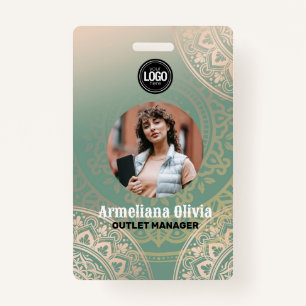 Personalize Business Logo   Elegant Green Yoga Badge