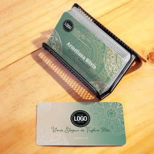 Personalize Business Logo Elegant Green Yoga Card