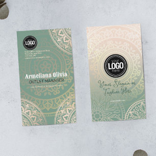 Personalize Business Logo Elegant Green Yoga Card