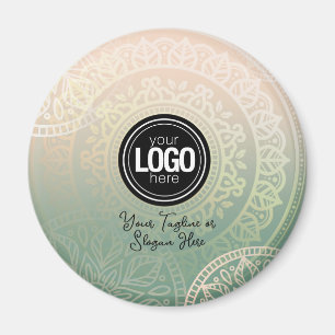 Personalize Business Logo   Elegant Green Yoga Magnet