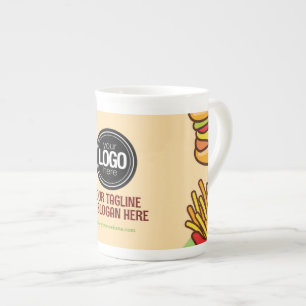 Personalize Business Logo Hamburger Hotdog Theme Bone China Mug