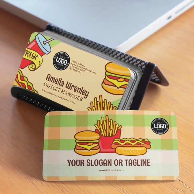 Personalize Business Logo | Hamburger Hotdog Theme Business Card (Creator Uploaded)