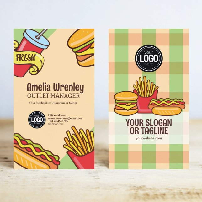 Personalize Business Logo | Hamburger Hotdog Theme Business Card (Creator Uploaded)