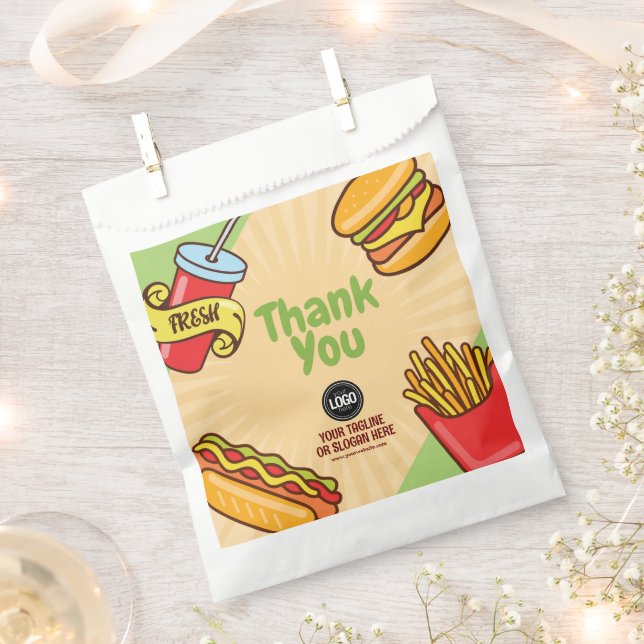 Personalize Business Logo | Hamburger Hotdog Theme Favour Bag (Clipped)