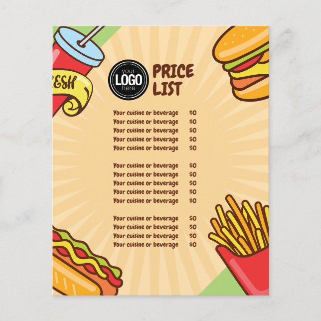 Personalize Business Logo | Hamburger Hotdog Theme Flyer (Front)