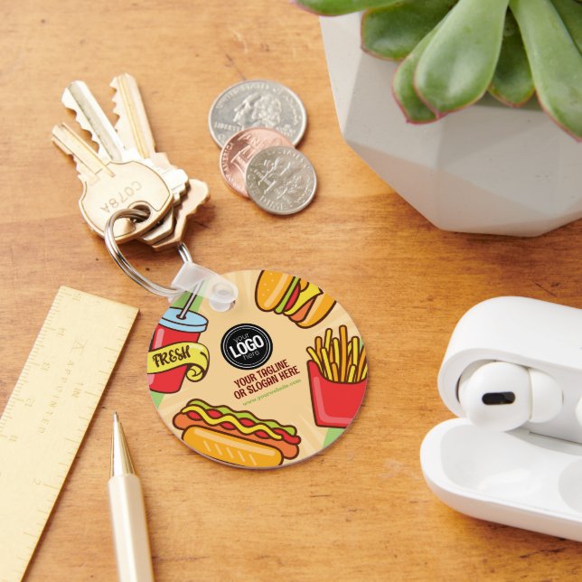Personalize Business Logo | Hamburger Hotdog Theme Keychain (Desk)