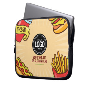 Personalize Business Logo   Hamburger Hotdog Theme Laptop Sleeve