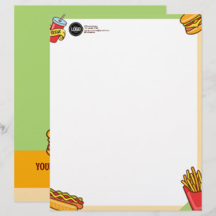 Personalize Business Logo Hamburger Hotdog Theme Letterhead
