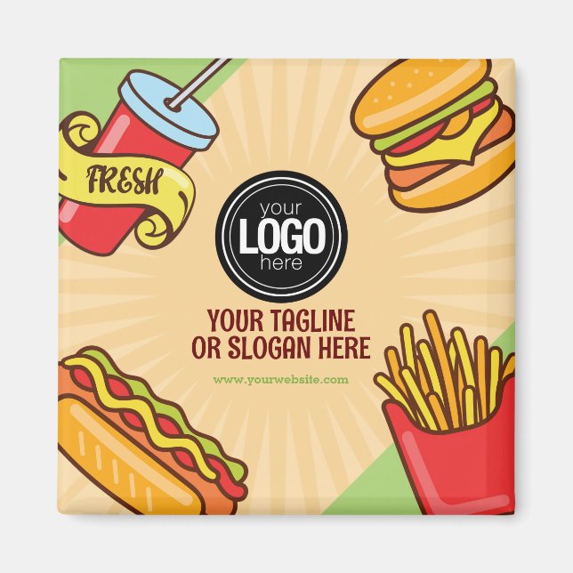 Personalize Business Logo | Hamburger Hotdog Theme Magnet (Front)