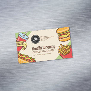 Personalize Business Logo   Hamburger Hotdog Theme Magnetic Business Card