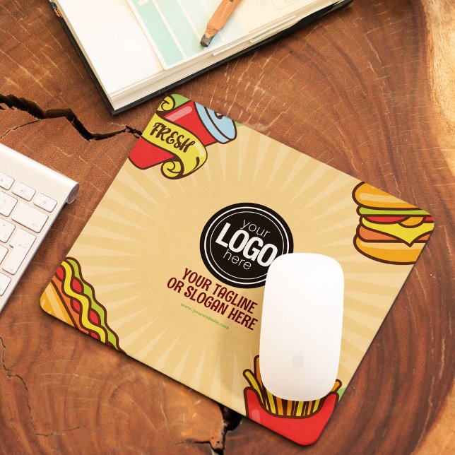 Personalize Business Logo | Hamburger Hotdog Theme Mouse Pad (Creator Uploaded)