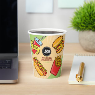 Personalize Business Logo Hamburger Hotdog Theme Paper Cups