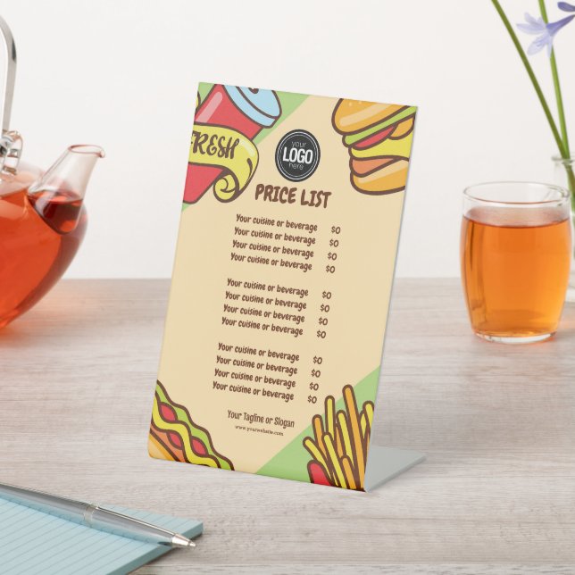 Personalize Business Logo | Hamburger Hotdog Theme Pedestal Sign (In SItu)