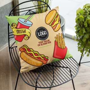 Personalize Business Logo   Hamburger Hotdog Theme Throw Pillow