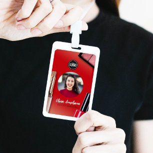 Personalize Business Modern Makeup Company Badge