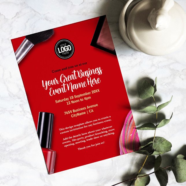 Personalize Business | Modern Makeup Company Invitation (Creator Uploaded)