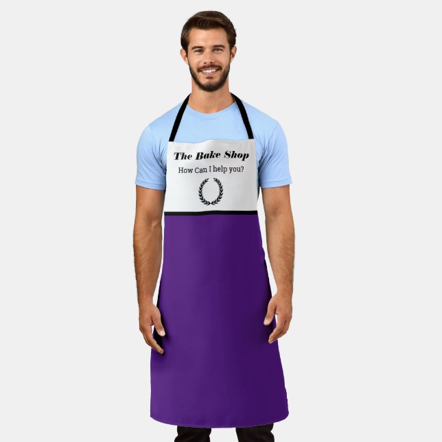 Personalize Business Name Add Image Purple  Apron (Worn)