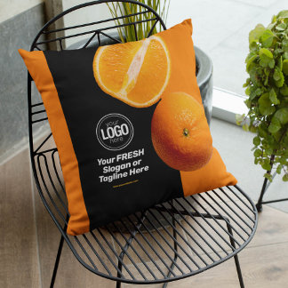 Personalize Business | Orange Company Throw Pillow
