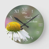 (Personalize)Busy Bee Flower Silver Roman Numerals