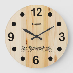 Personalize Butcher Block Wood Large Clock