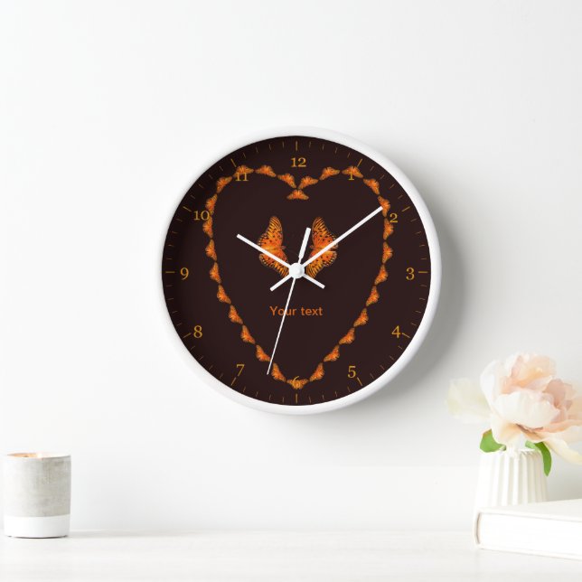 Personalize Butterflies love in heart shape  Clock (Home)